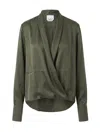 Sa Su Phi Wrap-style Silk Blouse In Green