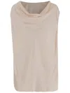 Sa Su Phi Beige Silk And Viscose Draped Top