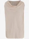 Sa Su Phi Beige Silk And Viscose Draped Top In Ivory