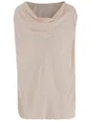 Sa Su Phi Beige Silk And Viscose Draped Top In Neutrals