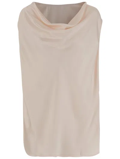 Sa Su Phi Silk And Viscose Draped Top In Ivory