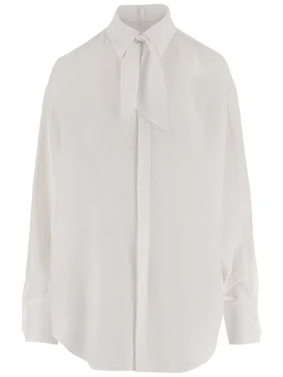 Sa Su Phi Silk Blouse With Bow Collar In White