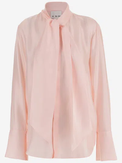 Sa Su Phi Silk Shirt With Bow In Pink