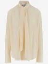 Sa Su Phi Ivory Silk Shirt With Front Bow In White