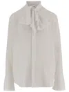 Sa Su Phi Silk Shirt With Mandarin Collar In White