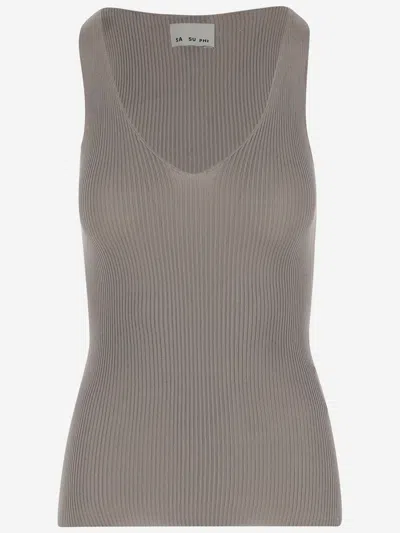 Sa Su Phi Silk Tank Top In Beige
