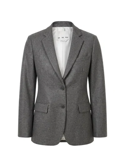 Sa Su Phi Single-breasted Wool Blazer In Gray