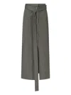 Sa Su Phi Cotton Skirt With Adjustable Waist And Front Slit In Gray