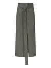 Sa Su Phi Cotton Skirt With Adjustable Waist And Front Slit In Gray