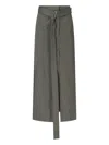 Sa Su Phi Cotton Skirt With Adjustable Waist And Front Slit In Gray