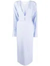 Sa Su Phi Woman Midi Dress Sky Blue Size 6 Cotton In Blau
