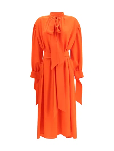 Sa Su Phi Flowing Crepe De Chine Long Dress In Orange