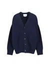Sa Su Phi V-neck Sweater With Ribbed Cuffs And Cable Knit In Blue