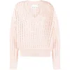 Sa Su Phi Open-knit V-neck Jumper In Pink