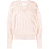 Sa Su Phi Open-knit V-neck Jumper In Pink