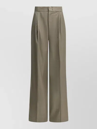 Sa Su Phi Tailored Trousers Pleated Front Wide Leg In Green