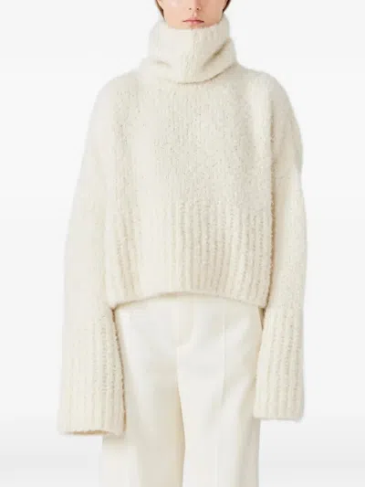 Sa Su Phi Teddy Long-sleeve Roll-neck Sweater In White