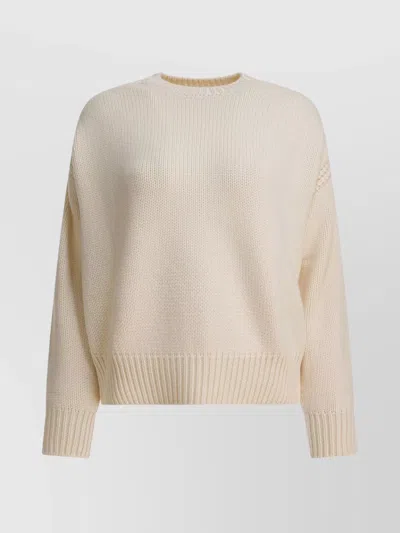 Sa Su Phi Textured Knit Crew Neck Long Sleeve Sweater In Gray