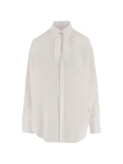 Sa Su Phi Tie-neck Buttoned Shirt In White