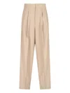 Sa Su Phi High-waisted Wide-leg Trousers With Front Pleats In Beige