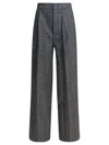 Sa Su Phi Tailored Grey Plaid Trousers With High Waist In Gray