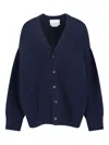 Sa Su Phi Navy Blue Knitted Cardigan With V-neckline And Button-down Front In Blue