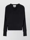 Sa Su Phi V Neck Knitwear Long Sleeve Ribbed Top In Black