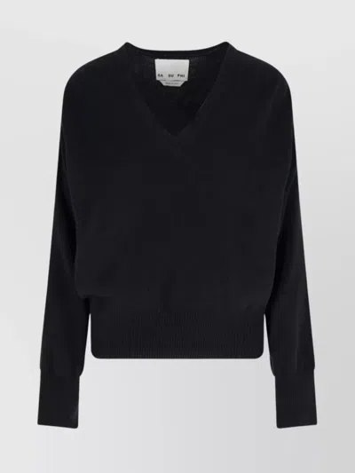 SA SU PHI V NECK KNITWEAR LONG SLEEVE RIBBED TOP