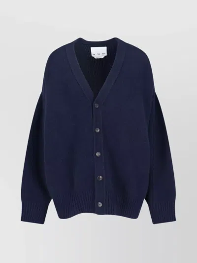 SA SU PHI V-NECK SWEATER WITH RIBBED CUFFS AND CABLE KNIT