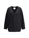 Sa Su Phi V-neck Balloon-sleeve Bomber Jacket In Black