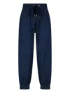 Sa Su Phi High-waisted Silk Blend Athletic Pants With Drawstring Closure In Blue