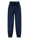 Sa Su Phi High-waisted Silk Blend Athletic Pants With Drawstring Closure In Blue