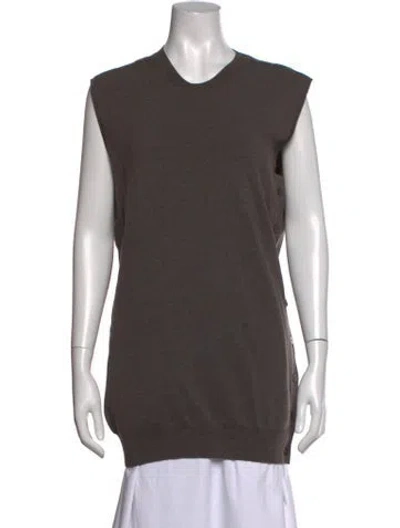 Pre-owned Sa Su Phi Virgin Wool V-neck Sweater In Brown