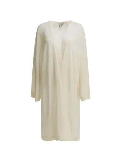 Sa Su Phi Silk Blend Knit Cardigan Knee Length In White