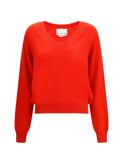 Sa Su Phi V-neck Raglan-sleeve Sweater In Red