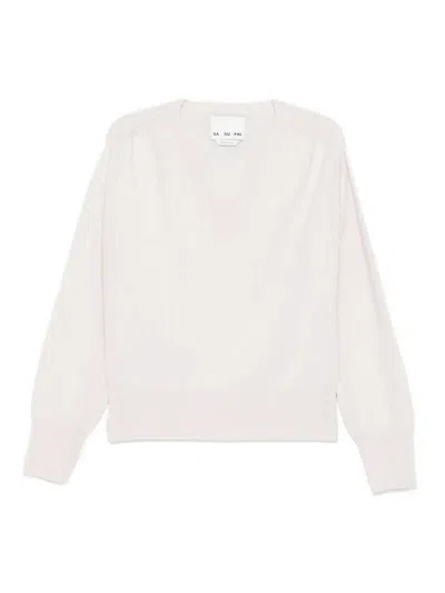 Sa Su Phi V-neck Sweater In Beige