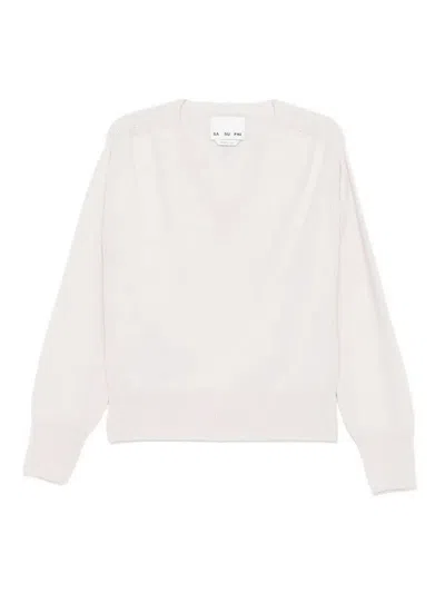 Sa Su Phi V-neck Sweater In Beige