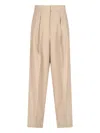 Sa Su Phi High-waisted Wide-leg Trousers With Front Pleats In Beige