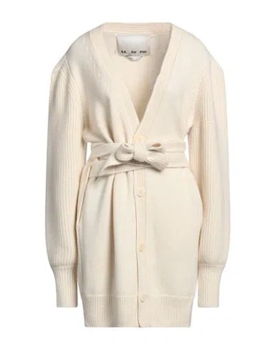 Sa Su Phi Woman Cardigan Cream Size 8 Cashmere In White