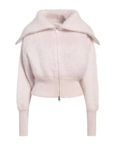 Sa Su Phi Light Pink Zip-up Sweater With Maxi Collar