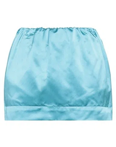 Sa Su Phi Woman Mini Skirt Turquoise Size 4 Silk In Blue