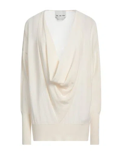 Sa Su Phi Cowl-neck Fine-knit Jumper In White