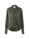 Sa Su Phi Wrap-style Silk Blouse In Green