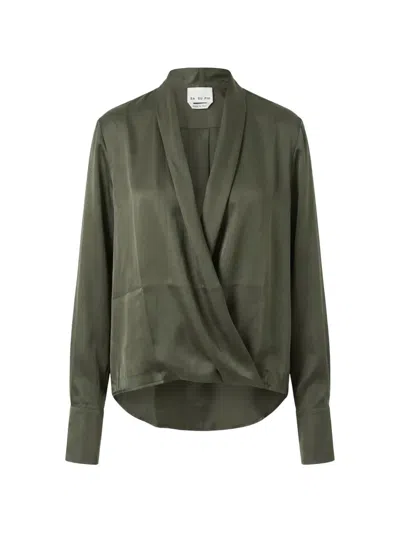 Sa Su Phi Wrap-style Silk Blouse In Green