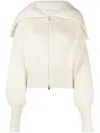Sa Su Phi Zip-up Puff-sleeves Cardigan In Weiss