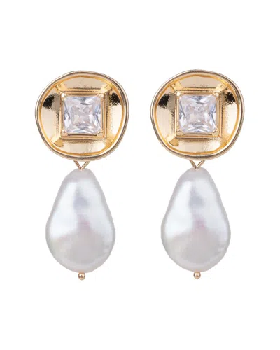 Saachi 10-12mm Pearl Cz Drop Earrings