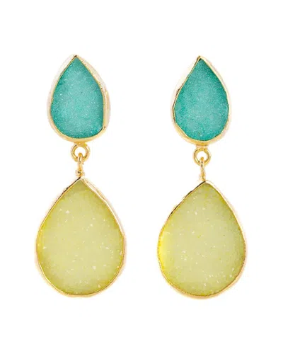 SAACHI SAACHI 18K PLATED AGATE DRUZY DROP EARRINGS