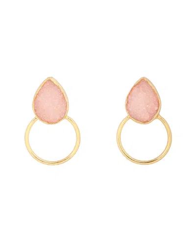 Saachi 18k Plated Druzy Cz Hoop Earrings
