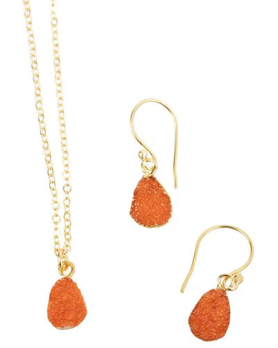 Saachi 18k Plated Druzy Necklace & Earrings Set