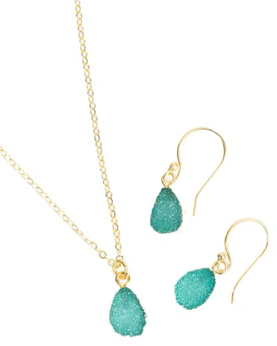 Saachi 18k Plated Druzy Necklace & Earrings Set
